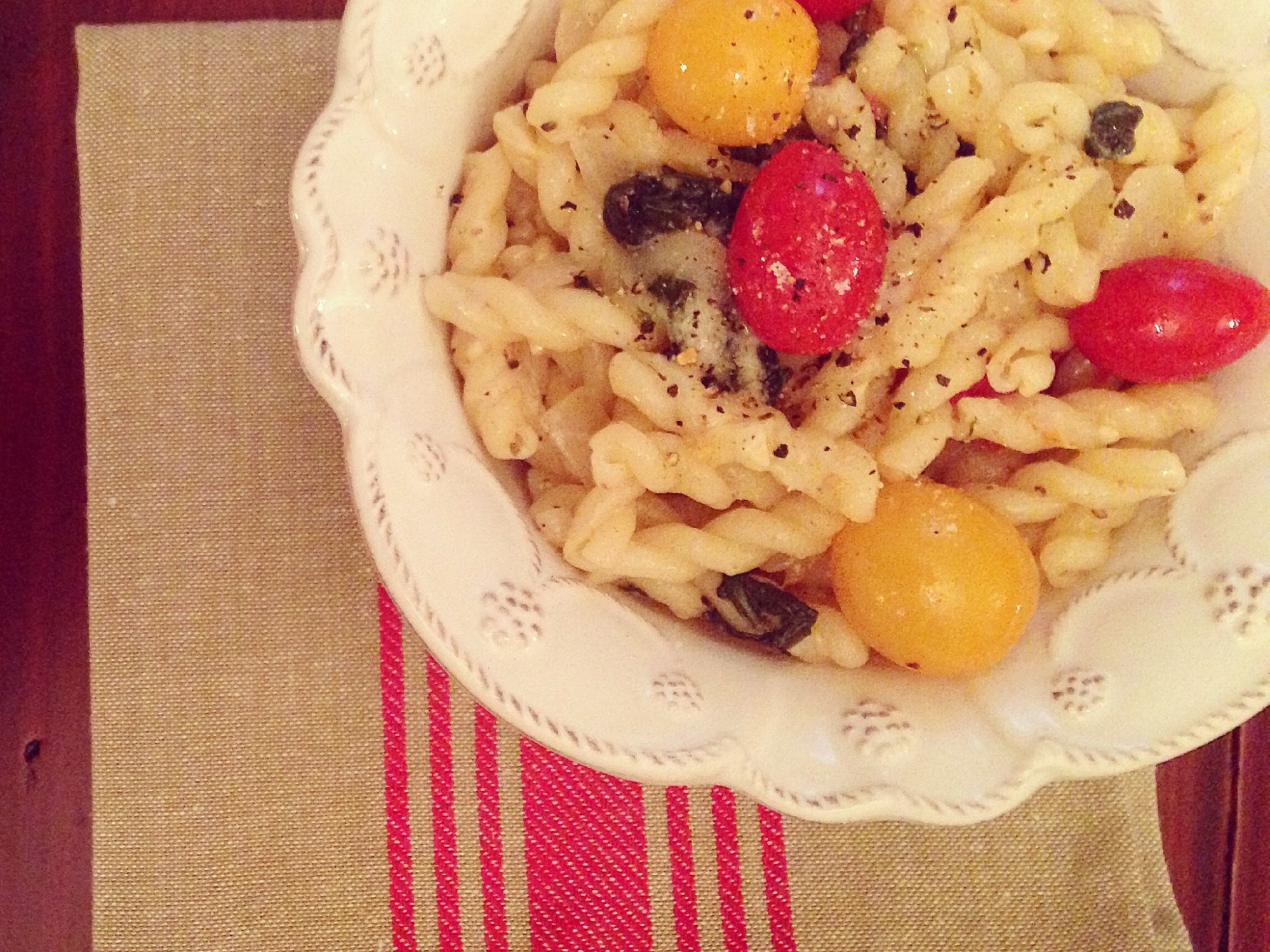 Gemelli Pasta with Truffled Spinach & Tomatoes